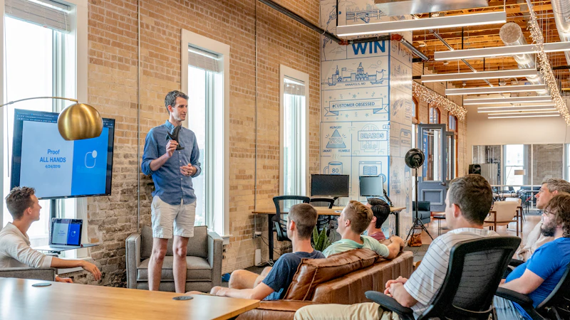 Business team collaborating in modern office